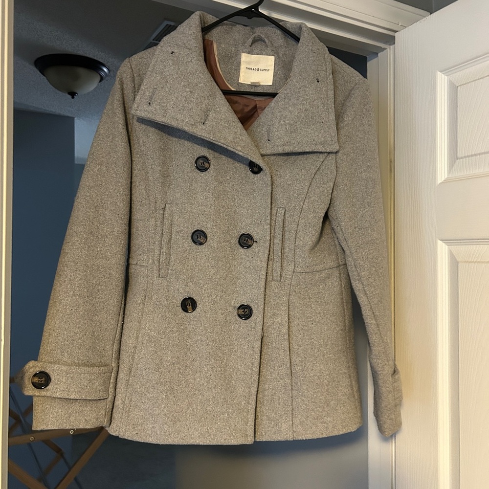 Thread & Supply Light Gray Pea Coat